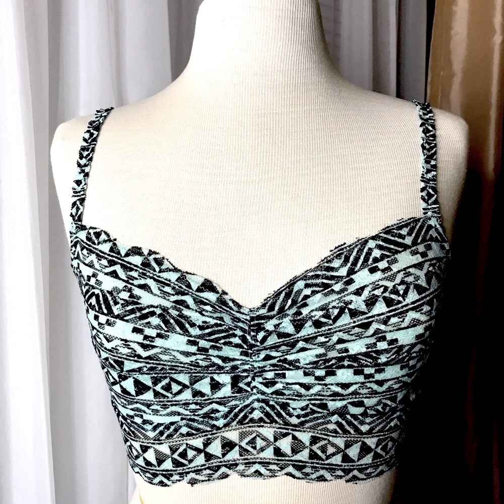PINK Aztec floral lace bralette 1st edition blue S